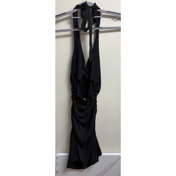 Celandine Anthropologie Black Ruched Halter Mini Dress Women’s Small NWT - Picture 2 of 5